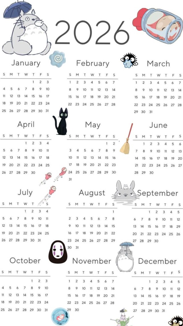 📊 📅 2026 Studio Ghibli Digital Planner Calendar | stay inspired all year long