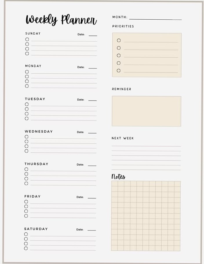 🌈 🌈 2026 Weekly Planner — Sunday Start | Digital Design | Creative Planner Asset | dream life manifestation