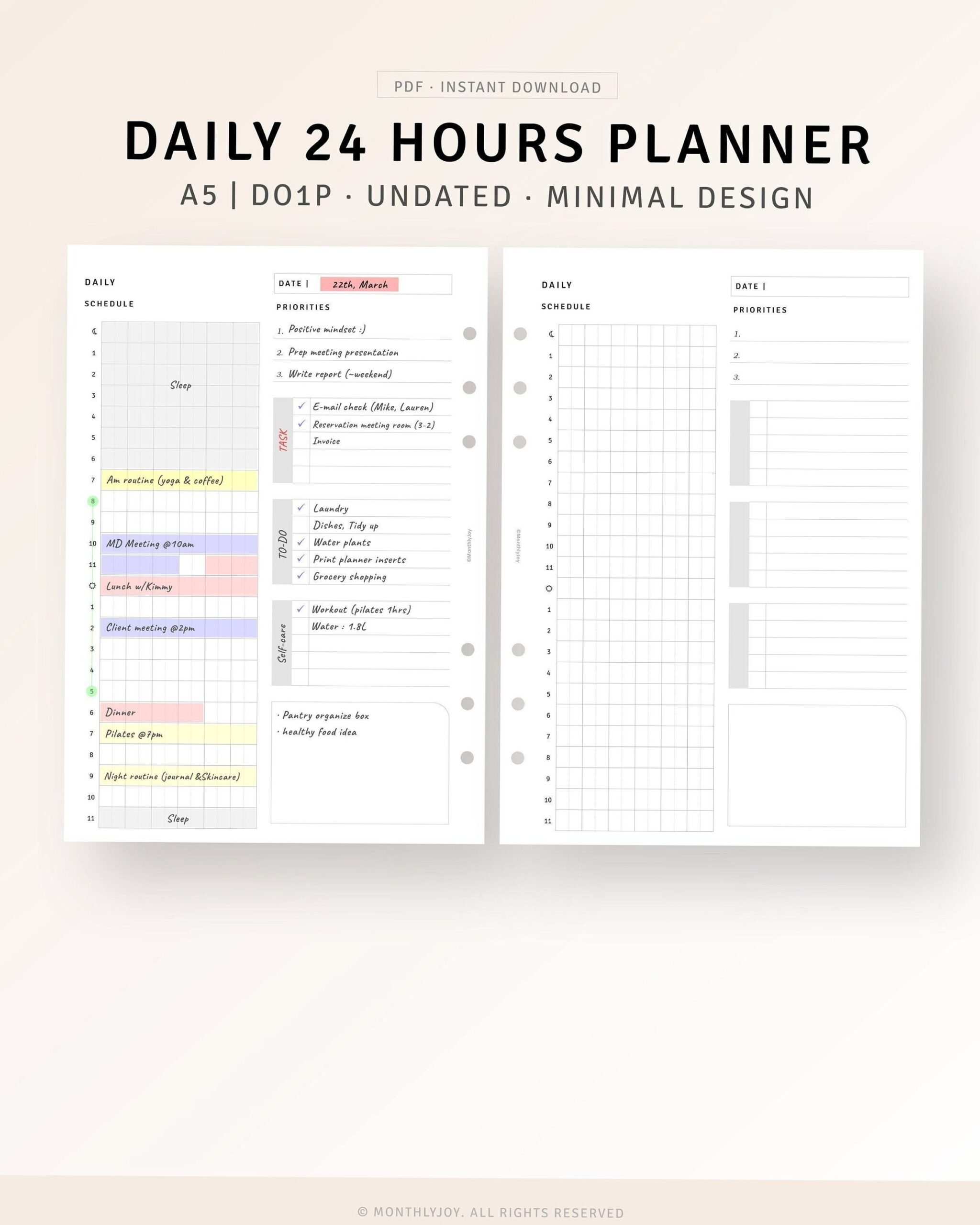 24-Hour A5 Planner Inserts | Time Blocking Templates — 📍 🎨 stay inspired all year long