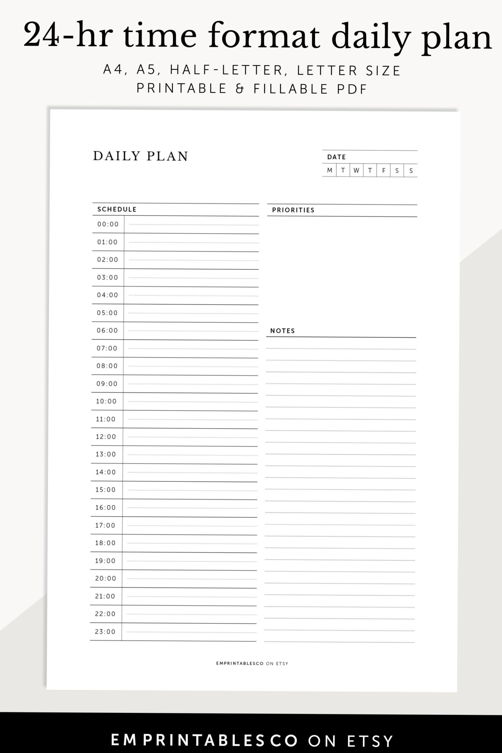📌 📅 24-Hour Daily Planner for ADHD | Printable Schedule Design | stay inspired all year long
