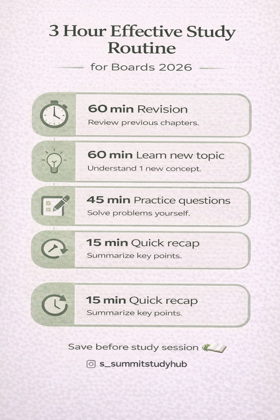 🌿 ☁️ 3-Hour Study Plan for 2026 Boards | Easy Timetable | romanticize your routine