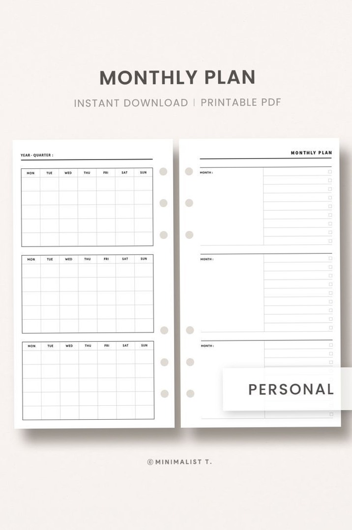 ✨ 🎀 3-Month Planner Inserts | Undated Calendar Pages | romanticize your routine