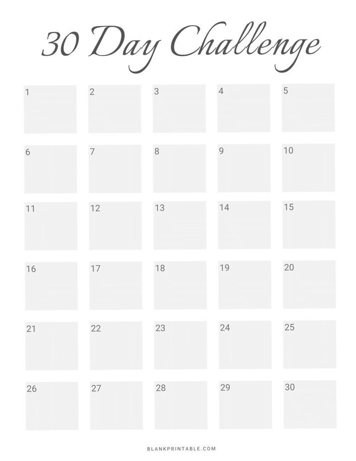 30-Day Challenge Calendar Printable Free — 💌 💌 dream life manifestation
