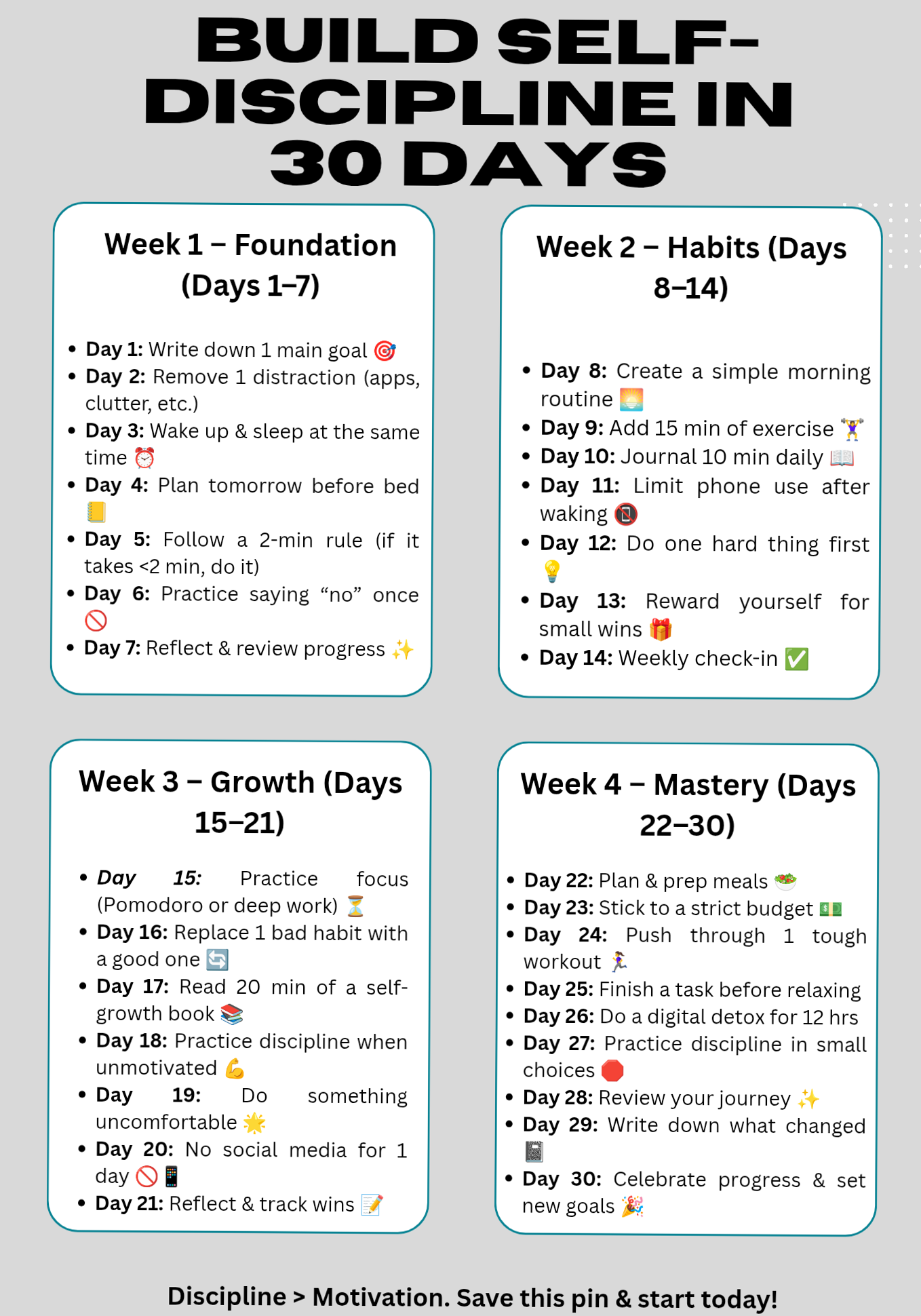 📁 📝 30-Day Self-Discipline Plan for Creative Goals | dream life manifestation