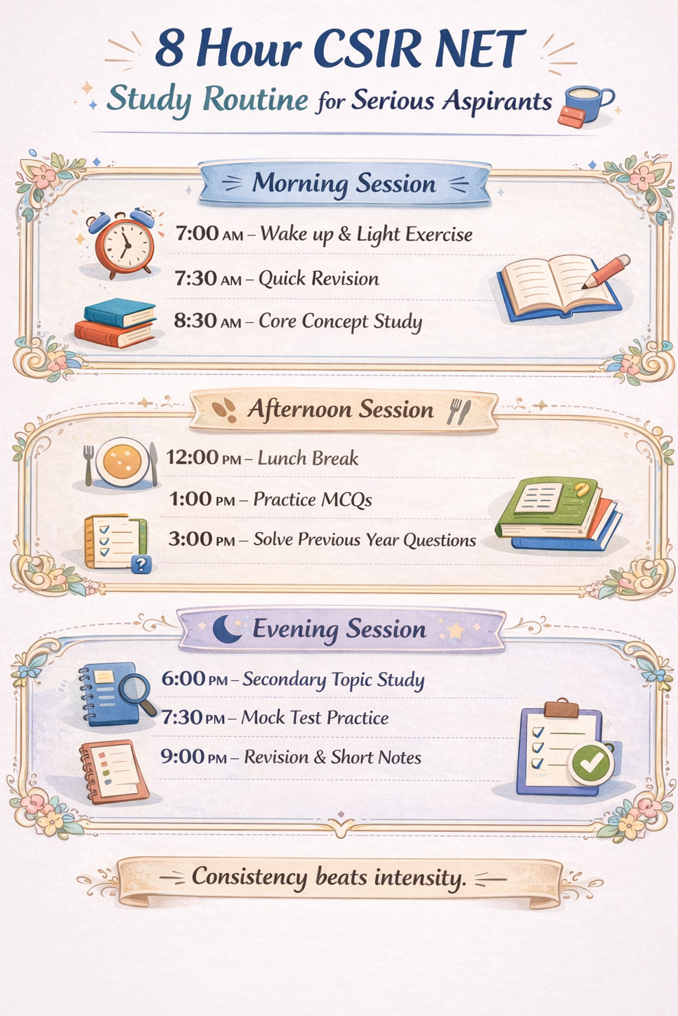 8-Hour CSIR NET Study Plan | Crack NET with Smart Daily Routine — 📁 📁 secret to staying productive