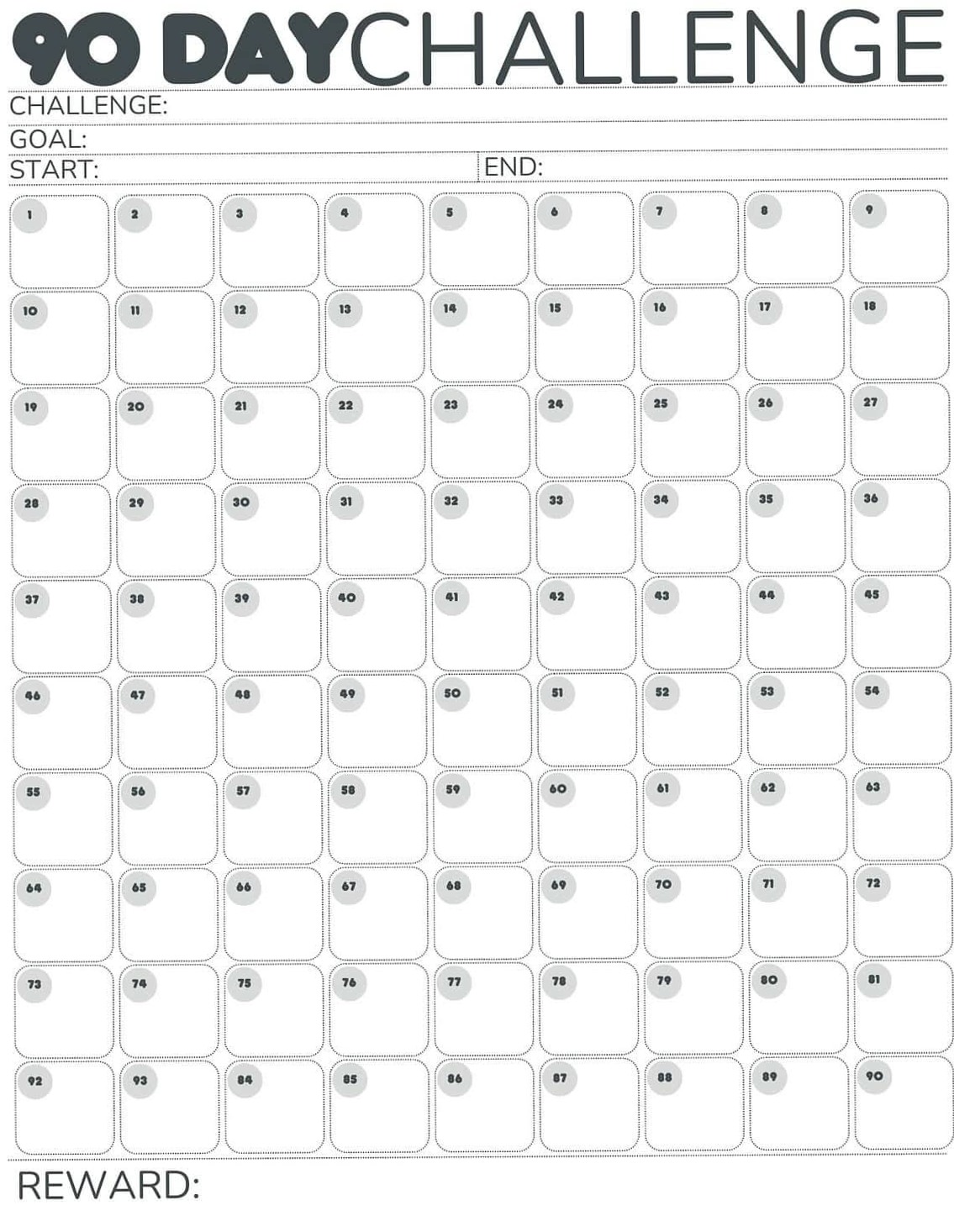 90-Day Challenge Calendar PDF — Free Planner Template — 🖌️ 📍 dream life manifestation