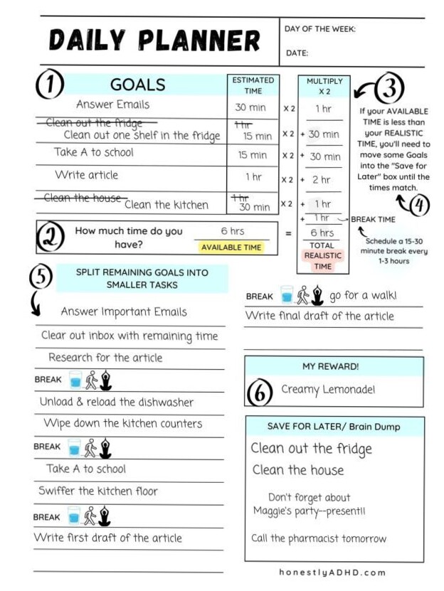 🕯️ 🕯️ ADHD Daily Planner Template | Free Printable Design | secret to staying productive