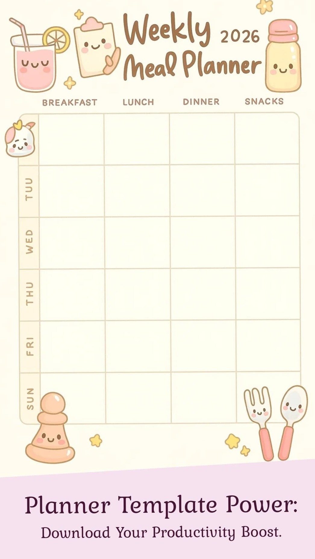 🎨 💎 Adorable Weekly Meal Planner Template — Cute Prep for a Healthier Week | secret to staying productive