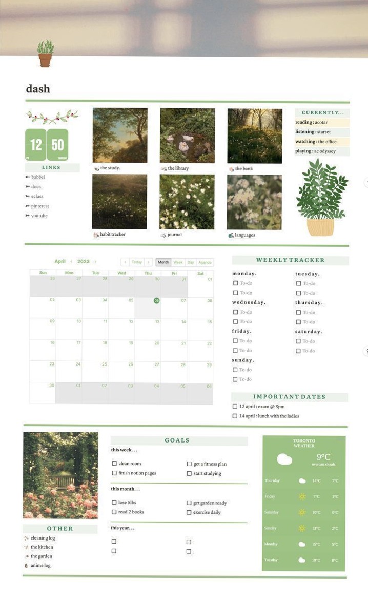 🌈 📍 Aesthetic 2024 Study Planner | Monthly Goals & Syprojekter | romanticize your routine