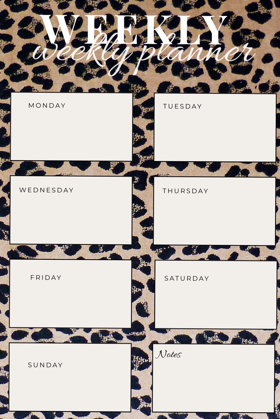 👰 💍 Aesthetic Leopard Weekly Planner | Minimal Printable Schedule | stay inspired all year long