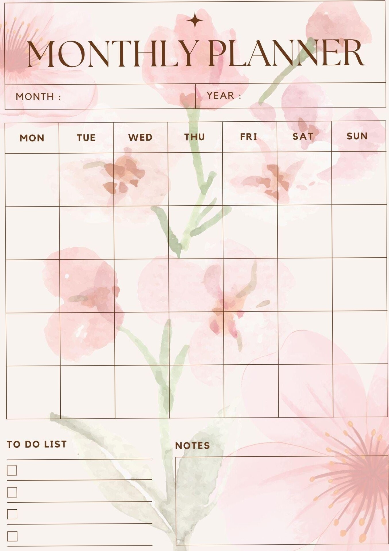 💌 🥂 Aesthetic Monthly Planner — Floral & Vintage Flower Design | stay inspired all year long