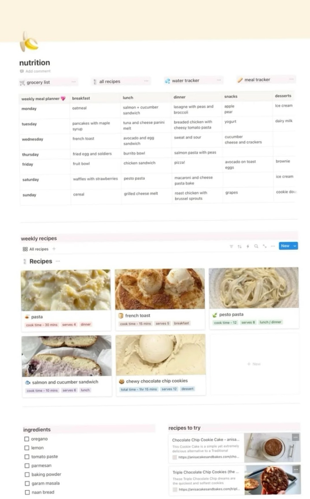 🖌️ 💎 Aesthetic Notion Meal Planner | Digital Recipe Book | That Girl | pro digital dashboard