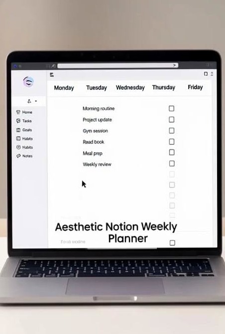 Aesthetic Notion Weekly Planner Template | Organize Your Week Digitally — 🌿 ☁️ pro digital dashboard