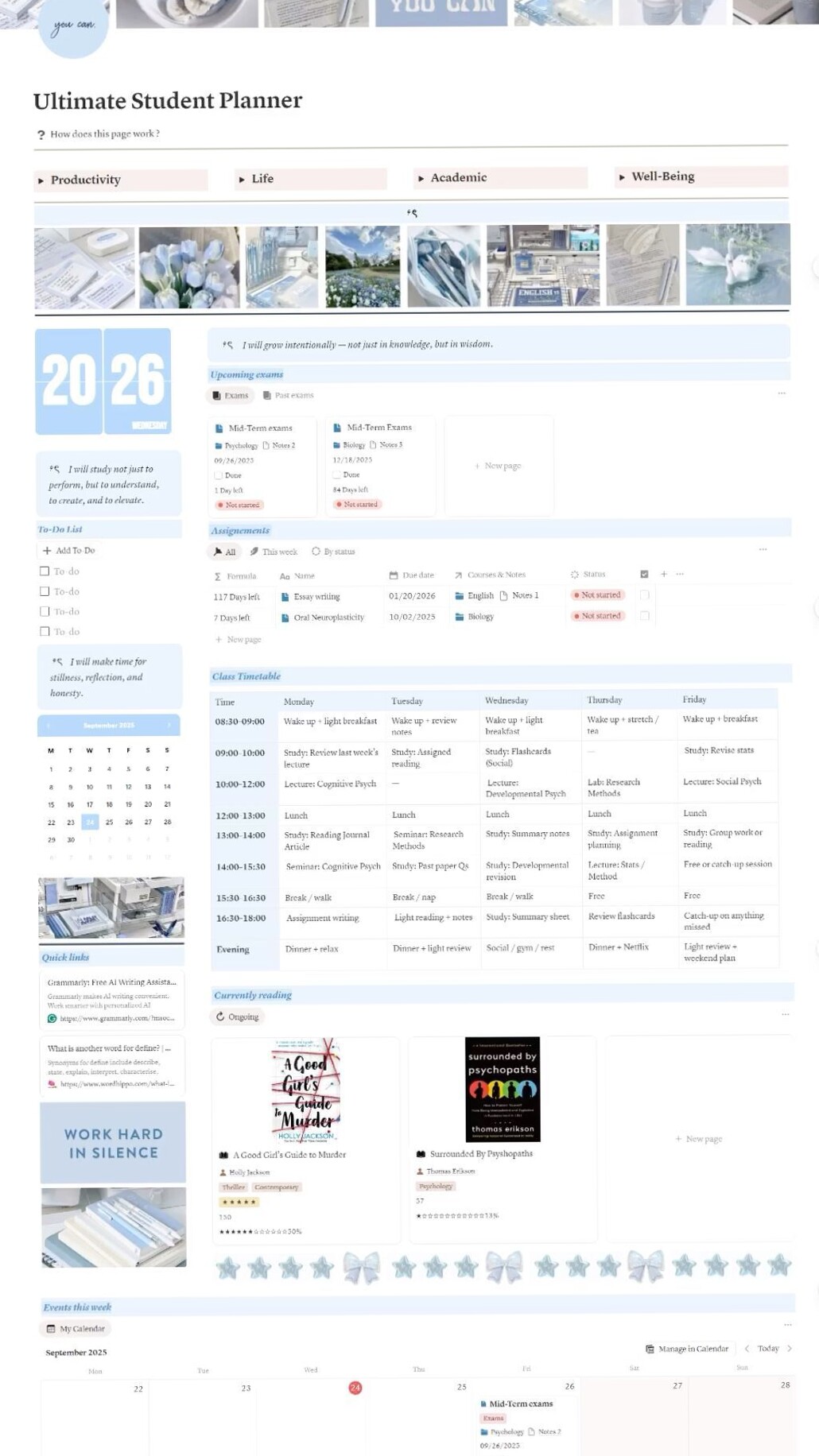 Aesthetic Student Planner Template for Notion 2026 — 🎨 💎 2026 efficiency hack