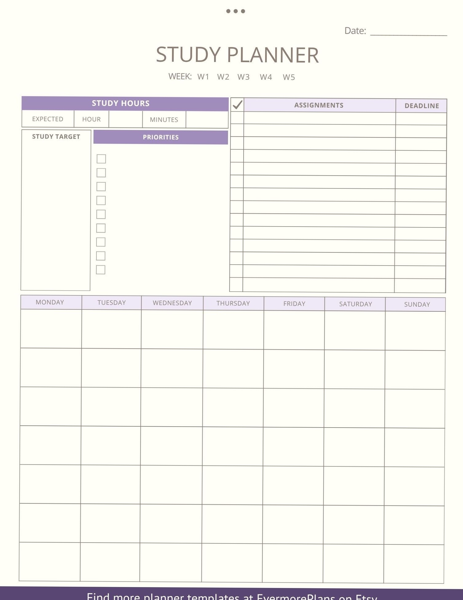 Aesthetic Study Planner | Purple Productivity Template — 📝 📅 stay inspired all year long