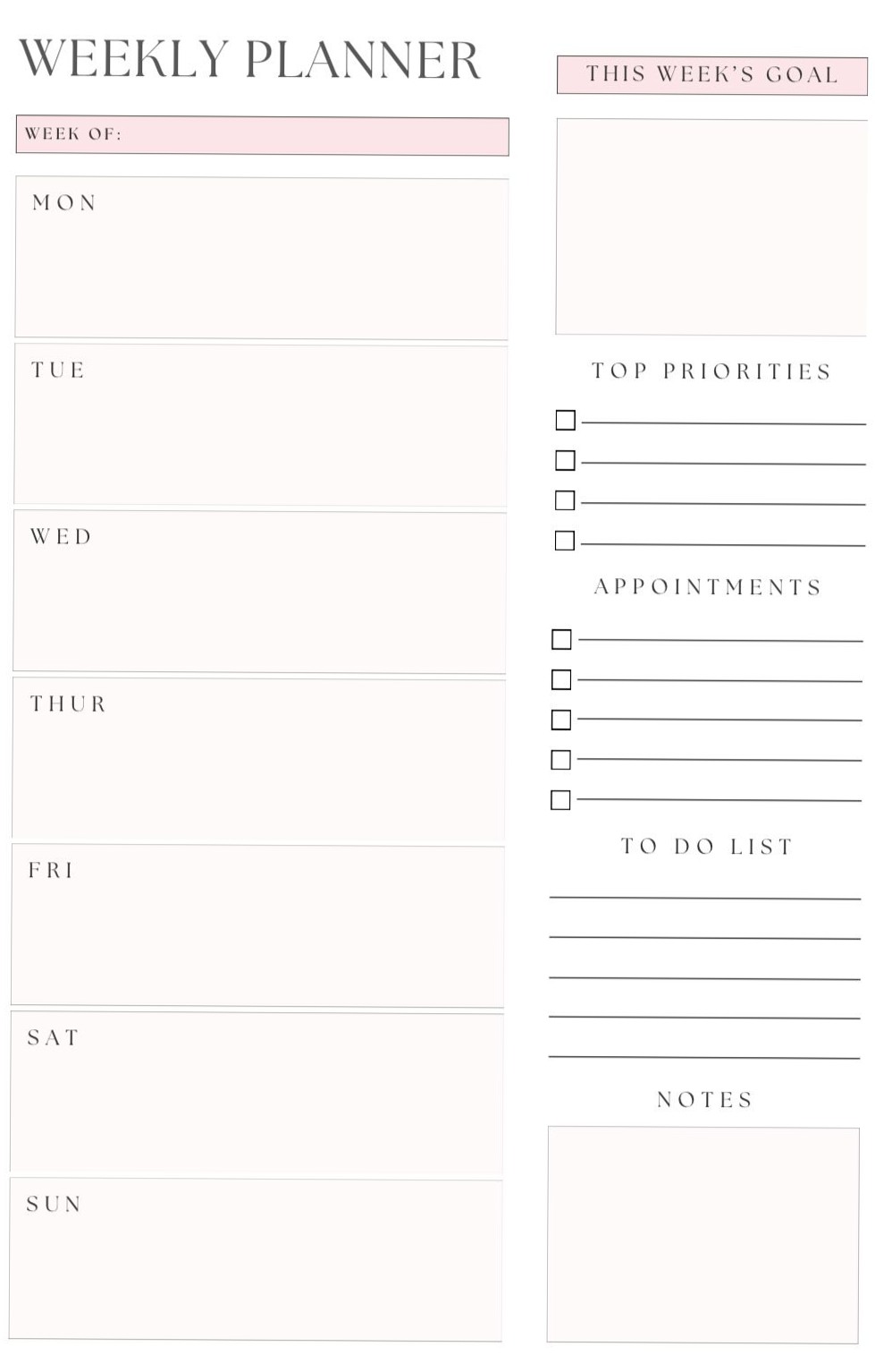 Aesthetic Weekly Planner | Minimalist Printable PDF — 🖌️ 🌈 dream life manifestation