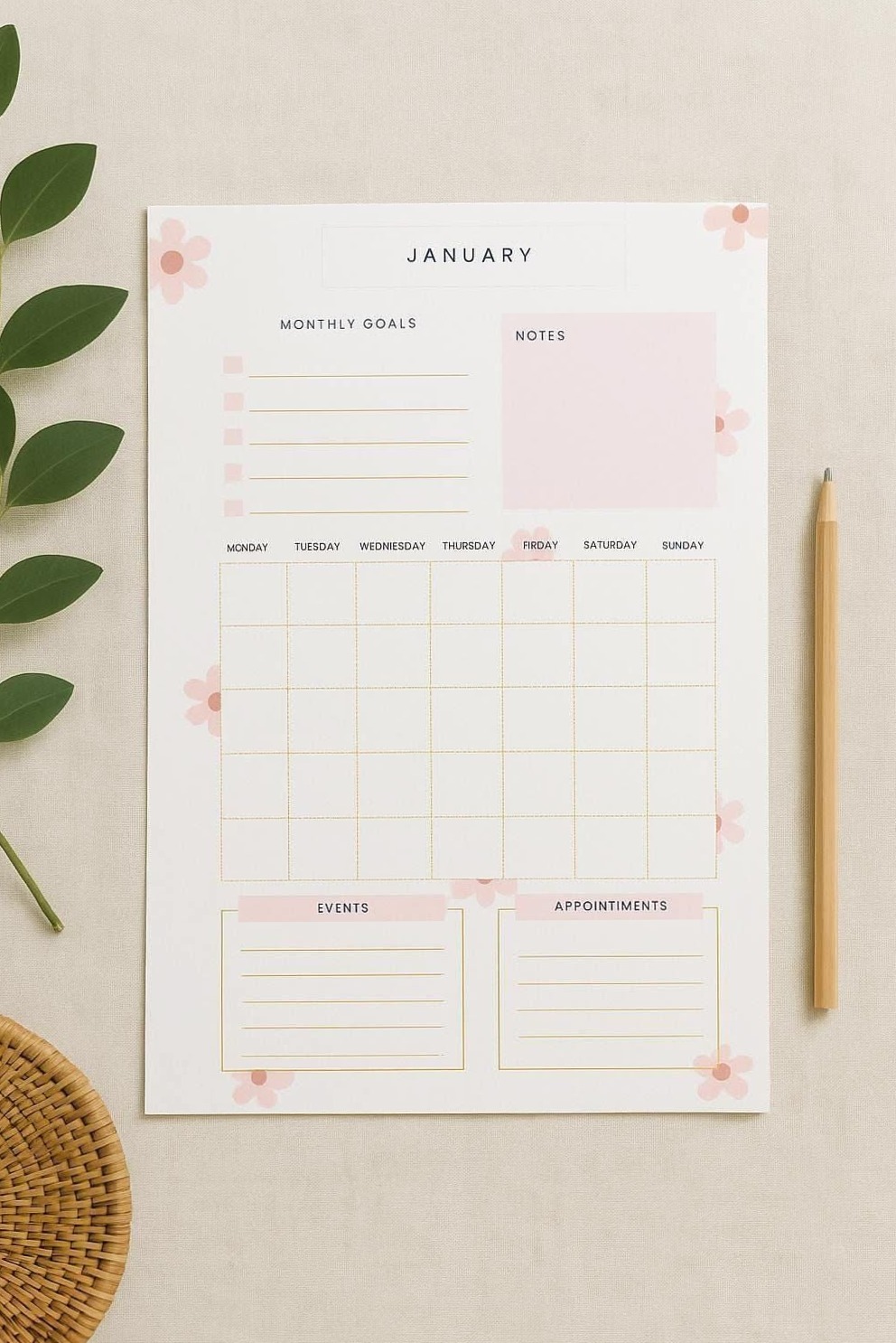 📊 📌 Agenda Mensuel 2026 Imprimable | Design Minimaliste & Organisé | secret to staying productive