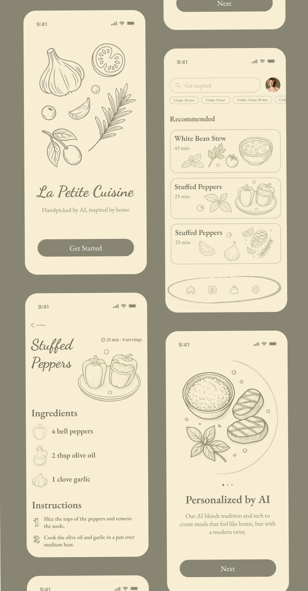 ✨ 🎀 AI Recipe App UI – Vintage Cooking Aesthetic | stay inspired all year long