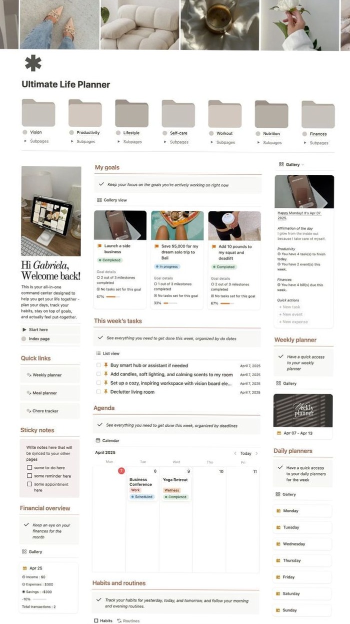 🖌️ 🌈 All-in-One Notion Life Planner for Routines, Wellness, Goals, Meals & Journaling | 2026 efficiency hack