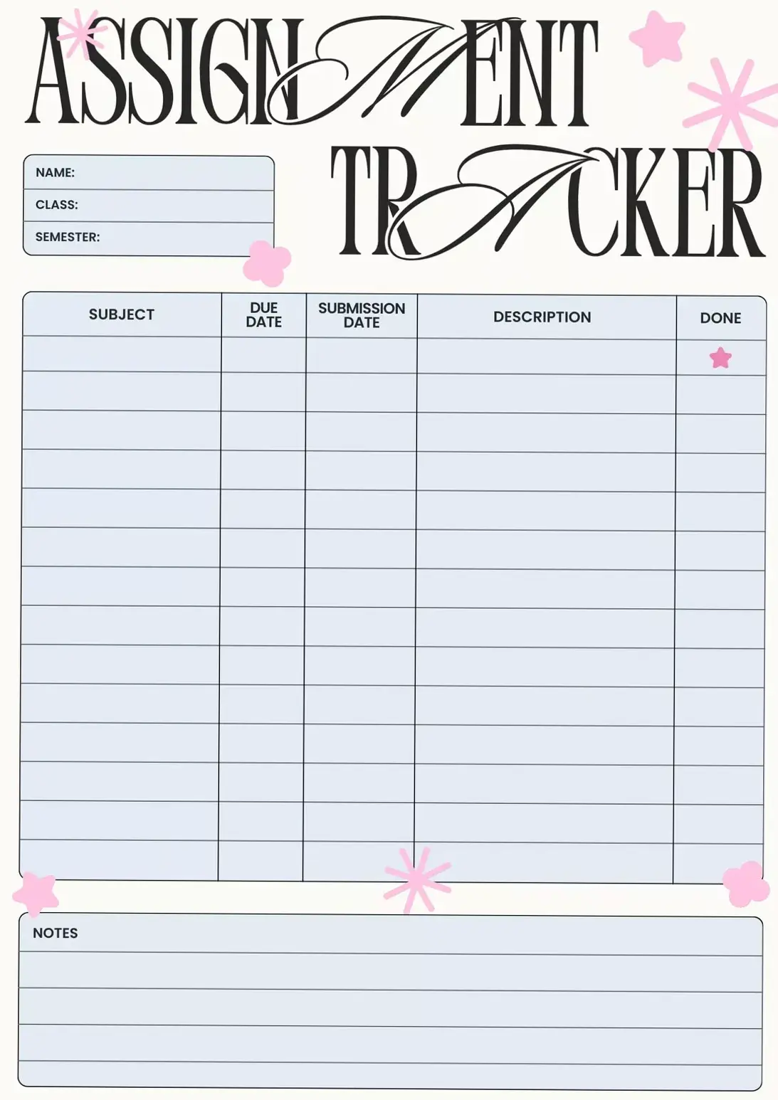 Assignment Tracker | Plannify | Digital Planner Tool — 📝 📌 seamless organization hack