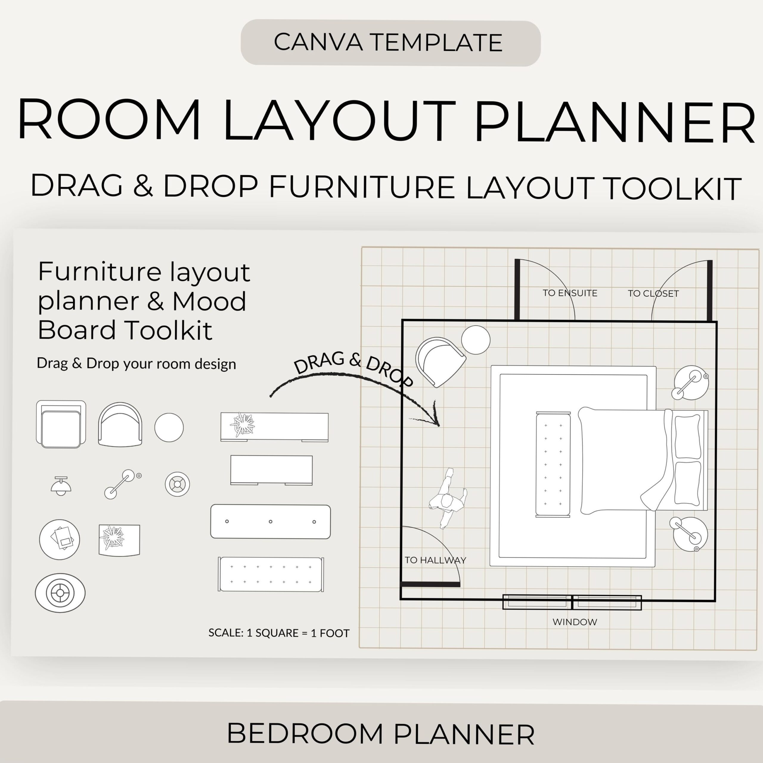 Bedroom Layout Planner Canva Template | Drag & Drop Room Design Tool — 🕯️ ✨ romanticize your routine