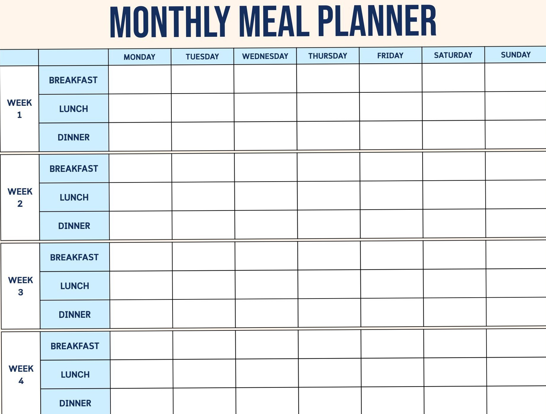 💎 🎨 Blank Meal Planner Sheet — 10 Free PDF Printables | stay inspired all year long