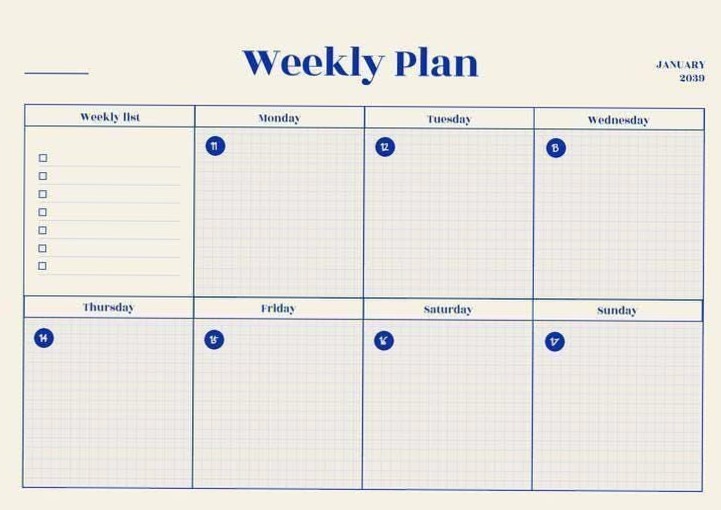 📍 📍 Blue Minimal Weekly Planner | Digital Grid Printable | romanticize your routine