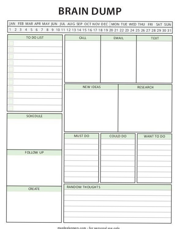 📅 📝 Brain Dump Planner Page for Organized Thought Capture | stay inspired all year long