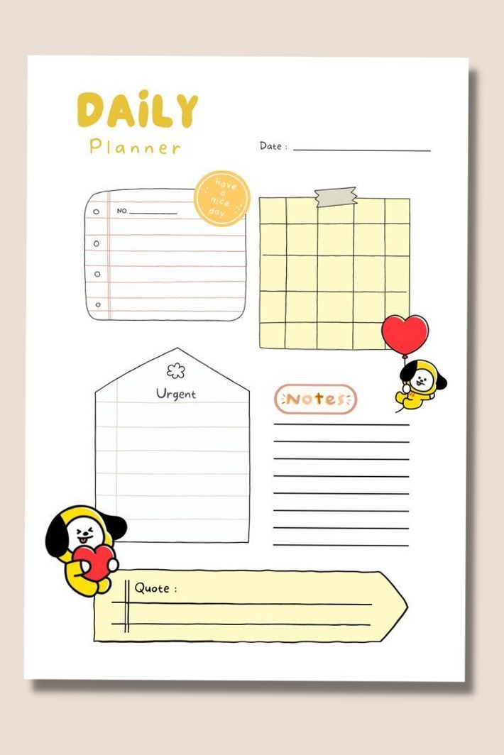 BT21 Daily Chimmy Planner | BTS A4 Printable Planner | Instant Download — 🌿 ☁️ stay inspired all year long