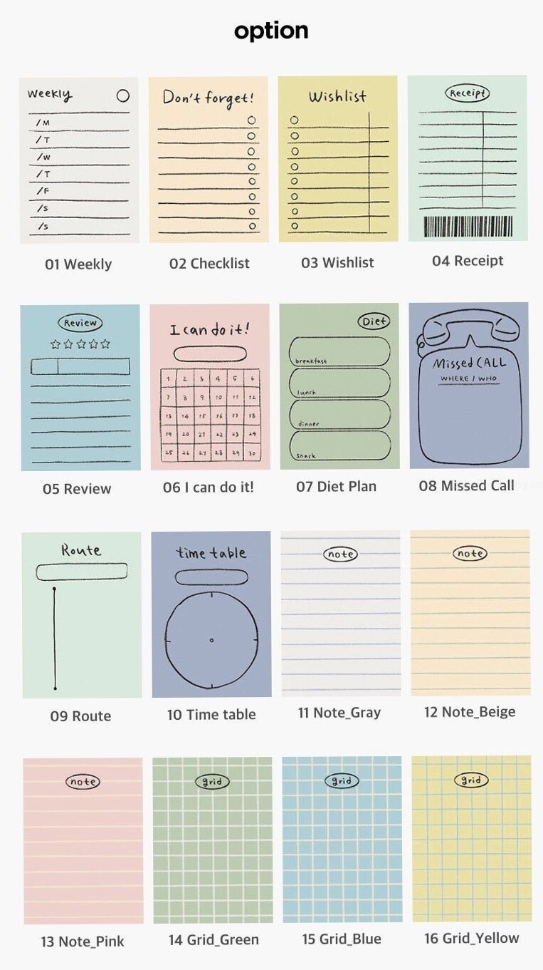 Colorful Memo Pad [12 Types] Korean Notepad 6BA — 👰 💍 dream life manifestation