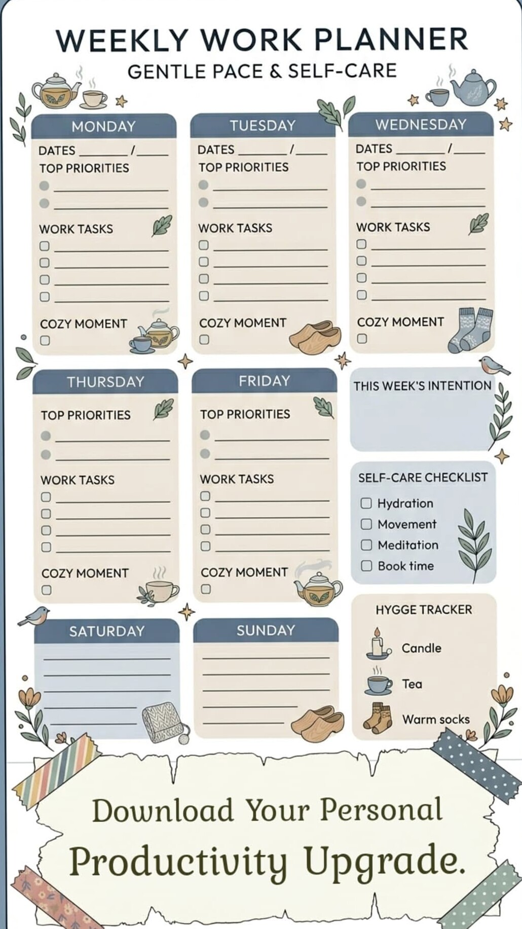 Cozy Self-Care Aesthetic Weekly Planner Concepts — 🖌️ 🖌️ dream life manifestation