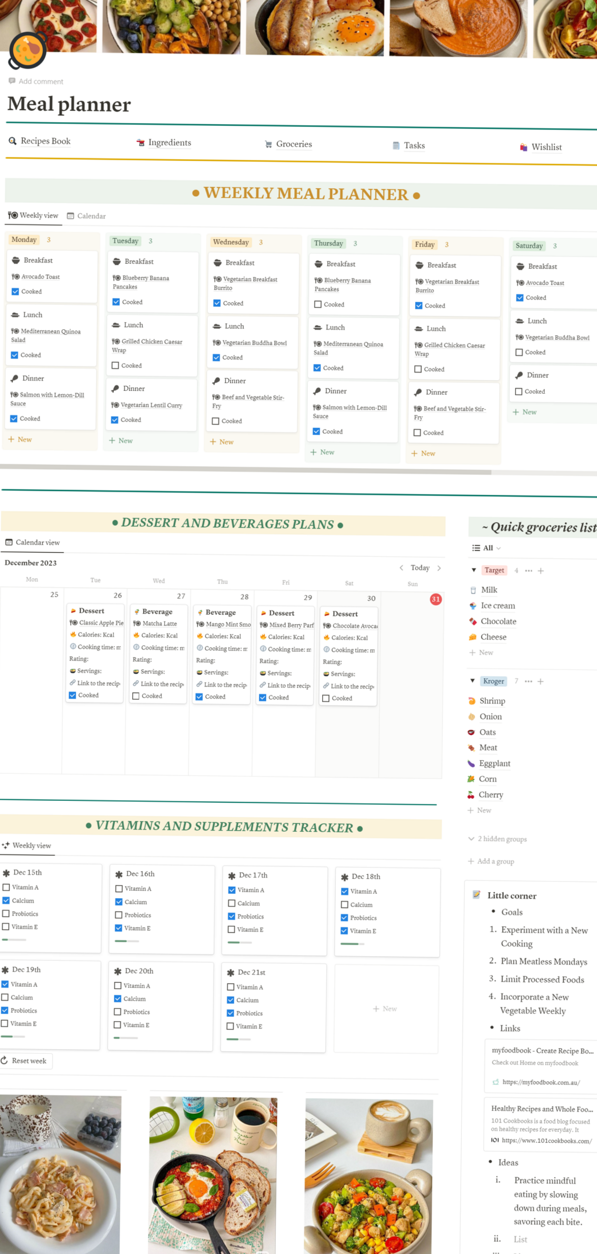 Custom Meal Planner Template for Notion | Digital Design — 🎀 ✨ only tool for life admin