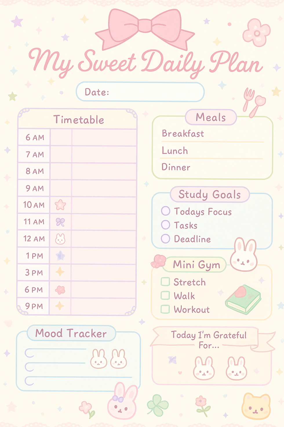 Cute Daily Schedule Template for Planners & Designers — 📌 📌 secret to staying productive