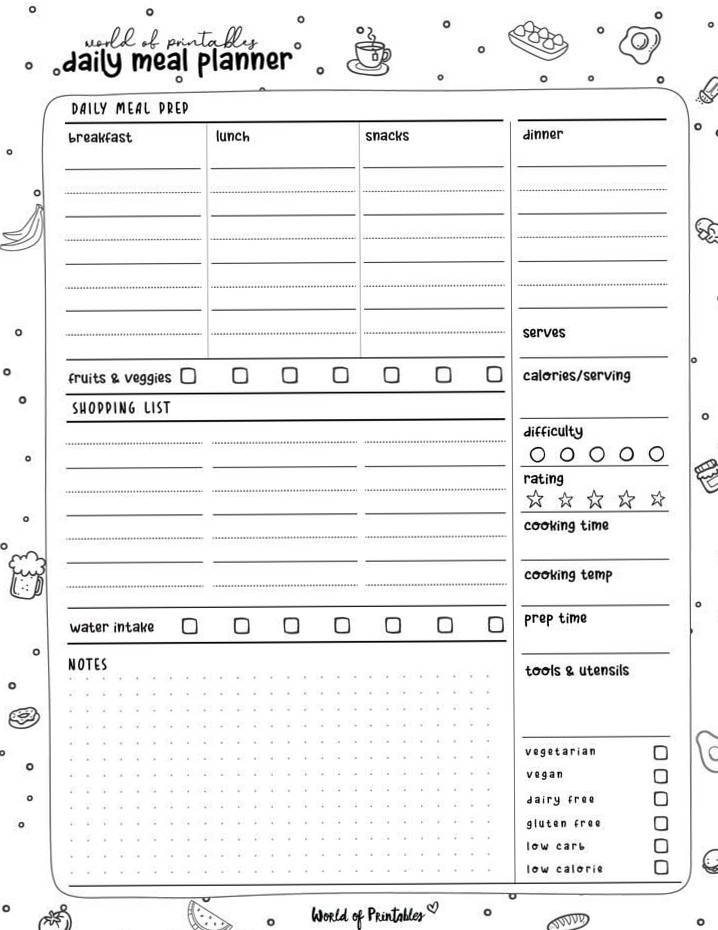 Cute Meal Planner Template for Weekly Food Prep & Organization — 🪄 🌈 secret to staying productive