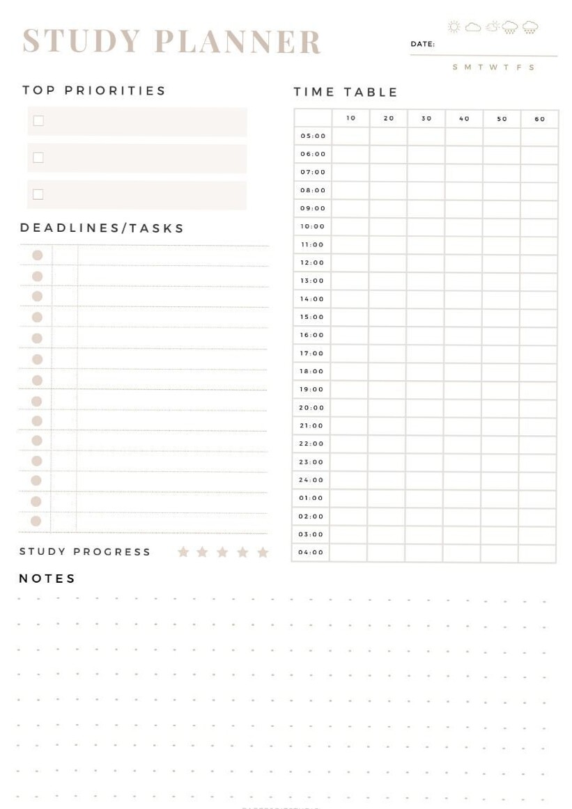 Cute Pink Study Planner by Paper Joie Studio | A5 Printable Schedule & Assignment Tracker — 🎨 🌈 ultimate printable checklist