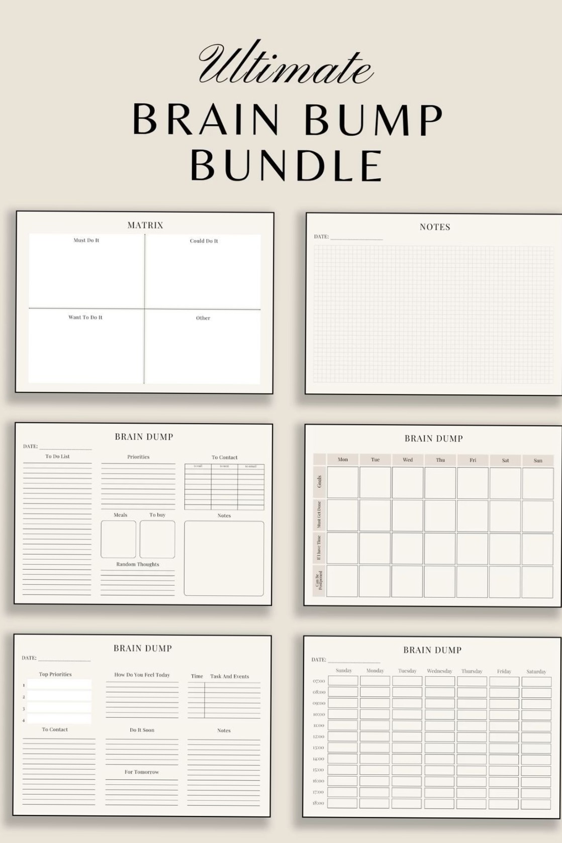 📁 📝 Daily Productivity Brainstorm Planner for Creative Minds | secret to staying productive