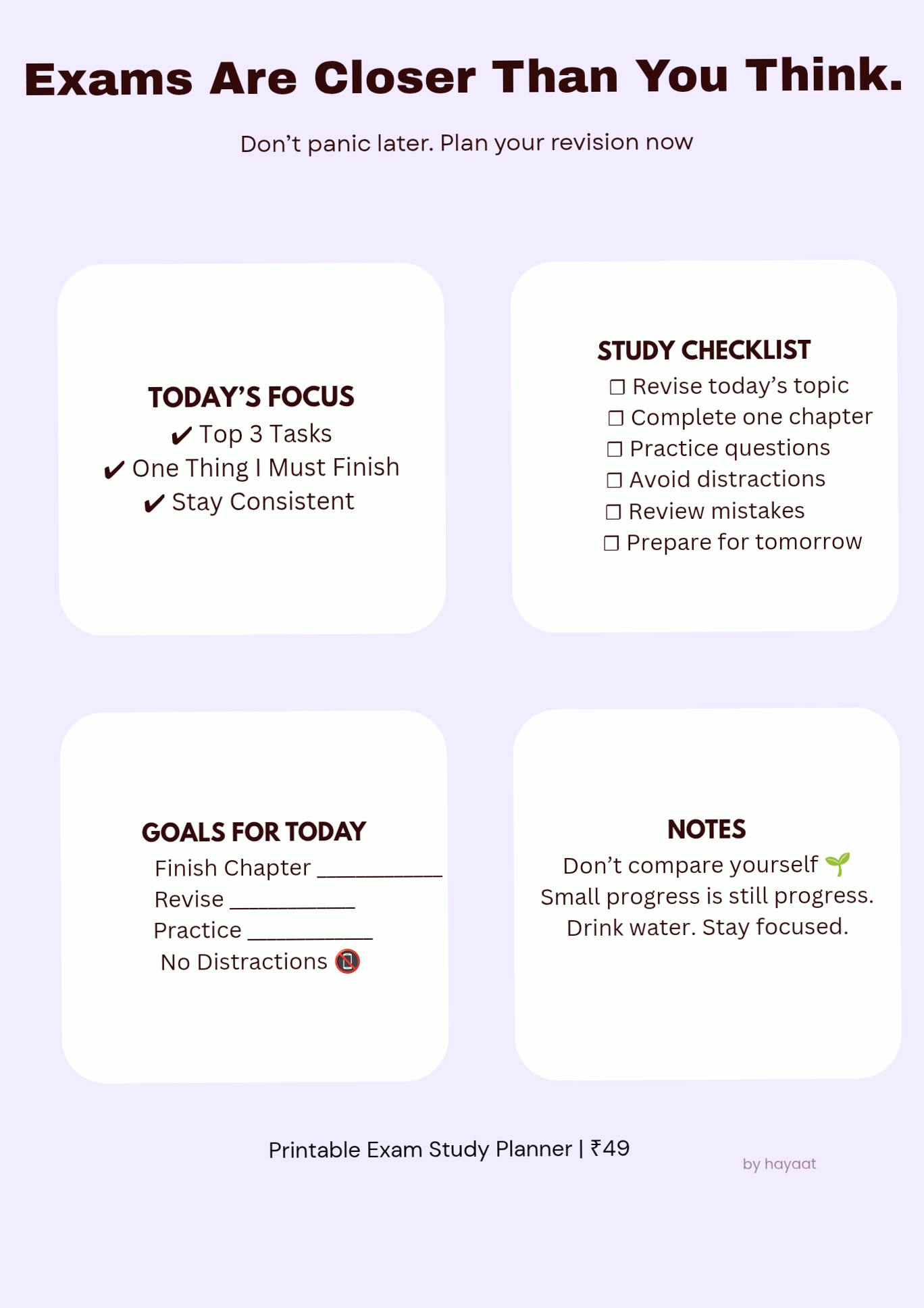 Daily Study Planner Printable – Stay On Track for Exams (₹49) — 🌈 🖌️ secret to staying productive