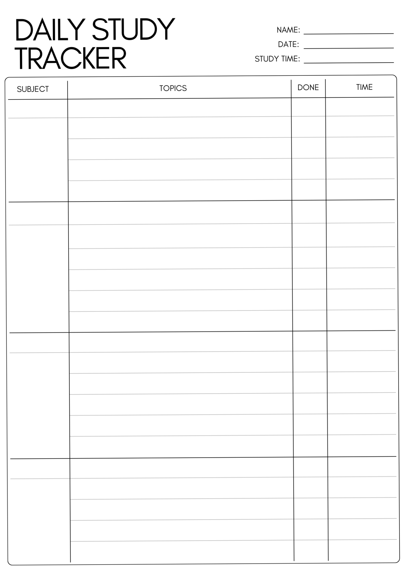 Daily Study Planner Printable | A4, A5, US Letter — 🌈 💎 romanticize your routine