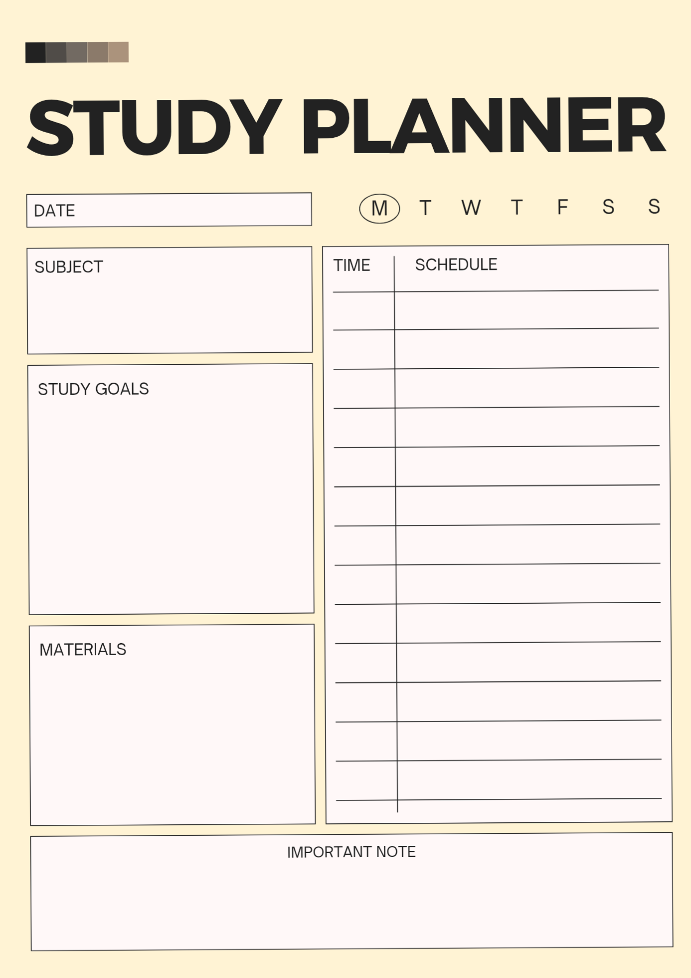 Daily Study Tracker for Planners & Digital Design — 🖇️ 📁 no-stress tracker