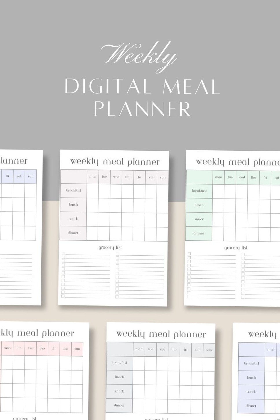 🤍 ✨ Digital Weekly Meal Planner & Grocery List for iPad, GoodNotes, Notability | stay inspired all year long