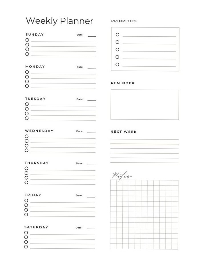 👰 💌 Digital Weekly Planner — Clean Design for Productivity | secret to staying productive