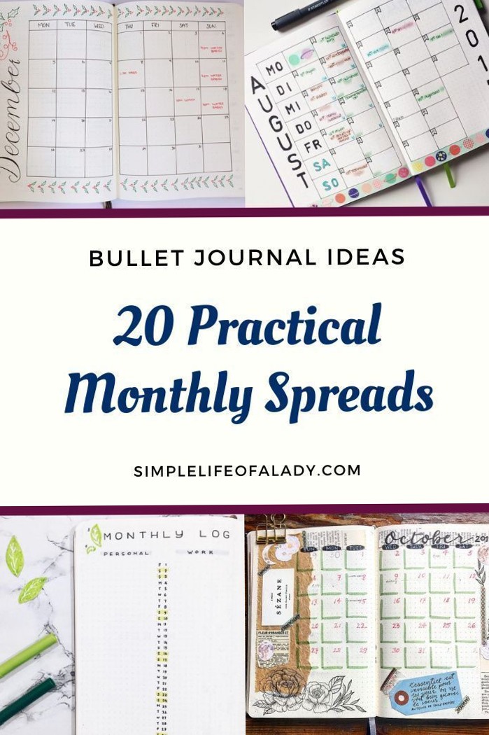 🕯️ ✨ dream life manifestation: 20 Practical Monthly Spreads for Your Bullet Journal