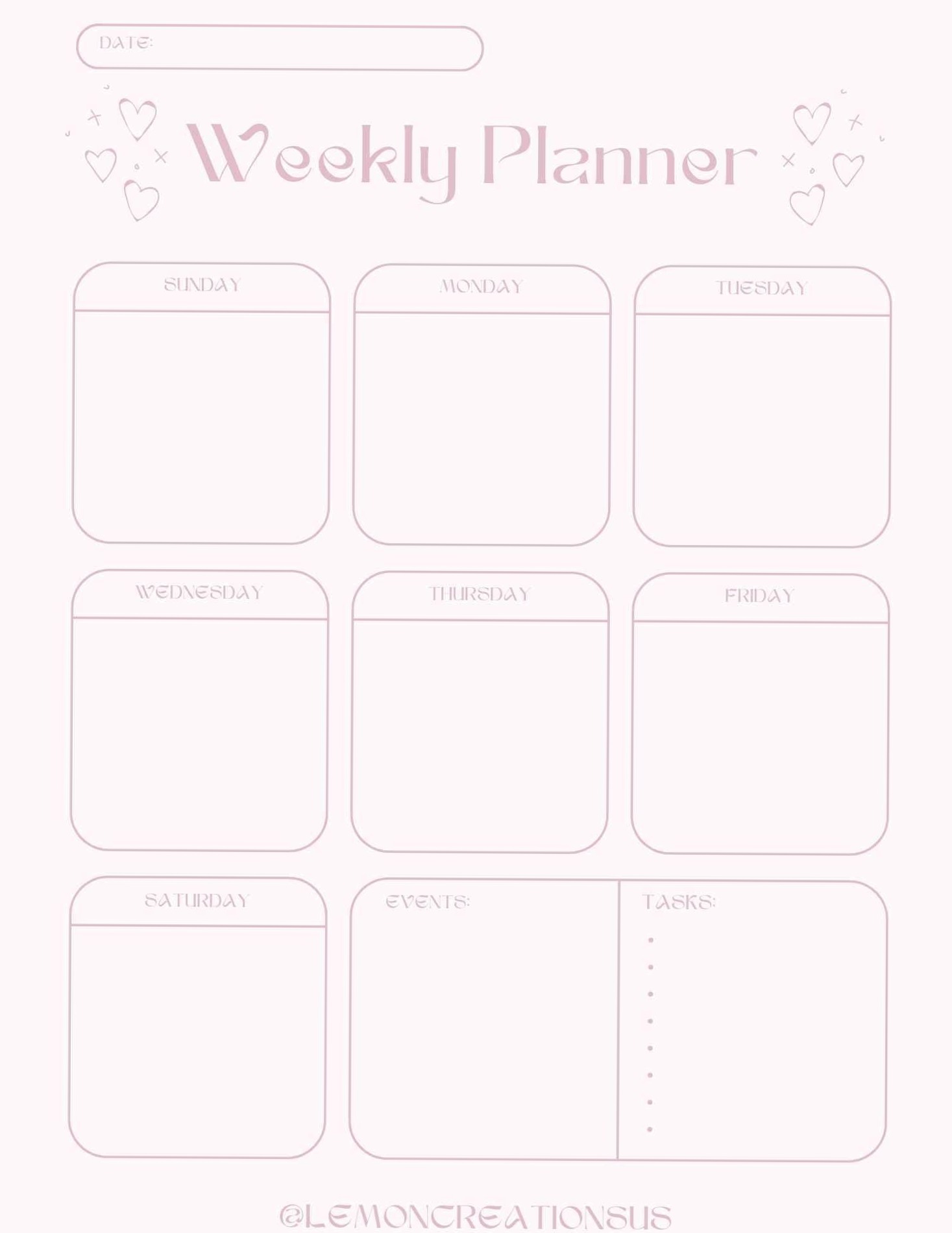 💌 💍 dream life manifestation: 2026 Weekly Planner | Free Printable & Digital Organizer