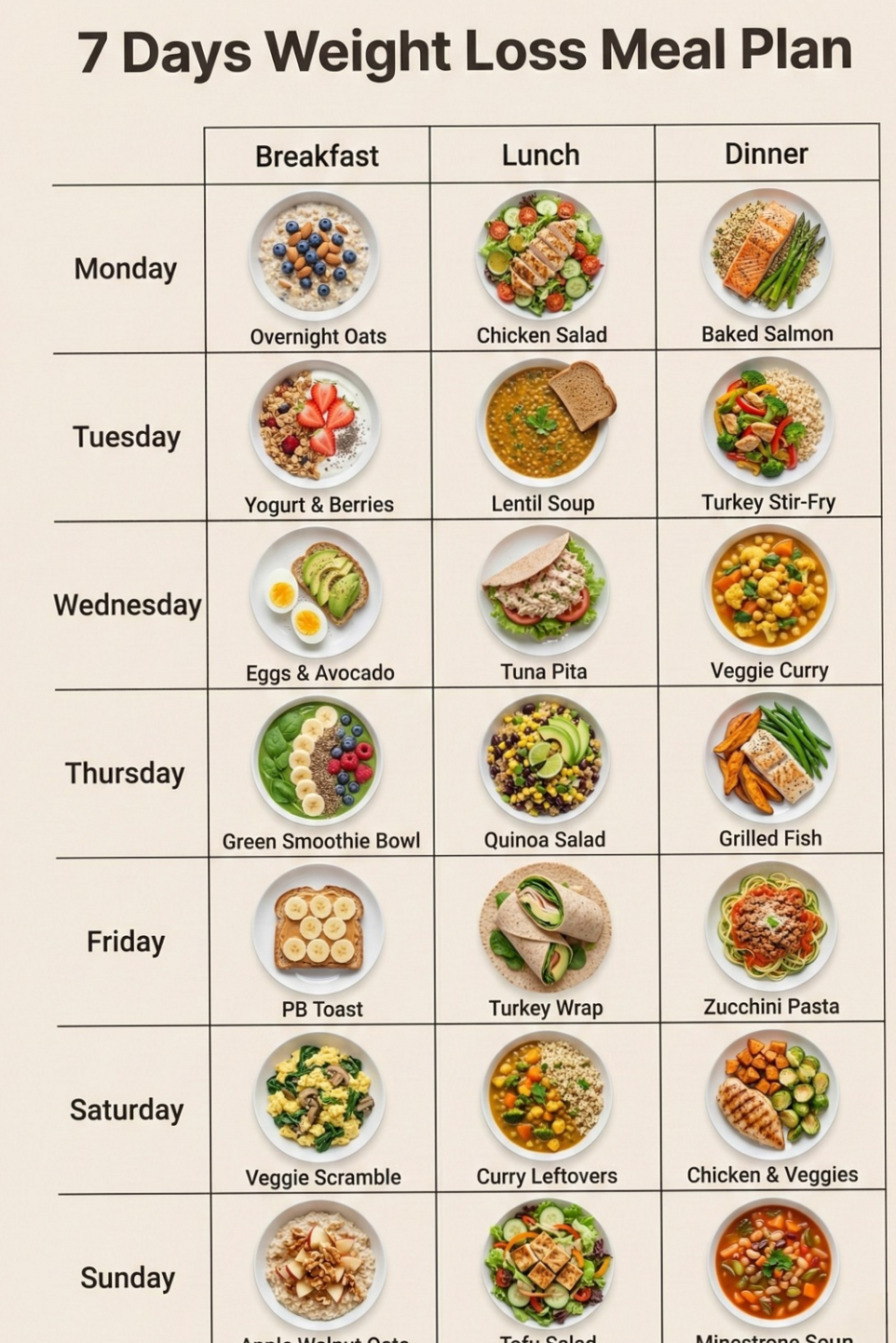 🌈 🌈 dream life manifestation: 7-Day Weight Loss Meal Plan | Daily Eating Guide