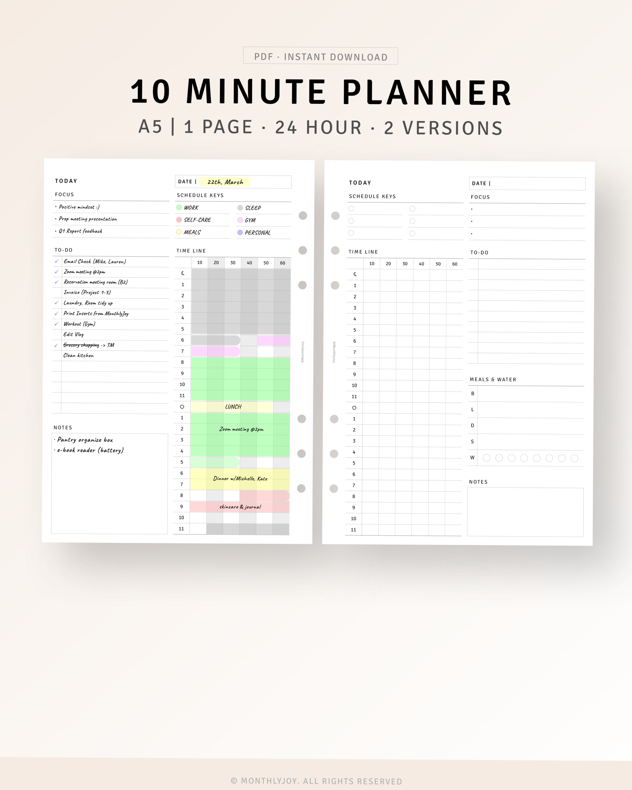 📌 📌 dream life manifestation: A5 10-Minute Daily Planner Pdf | 24-Hour Time Blocking