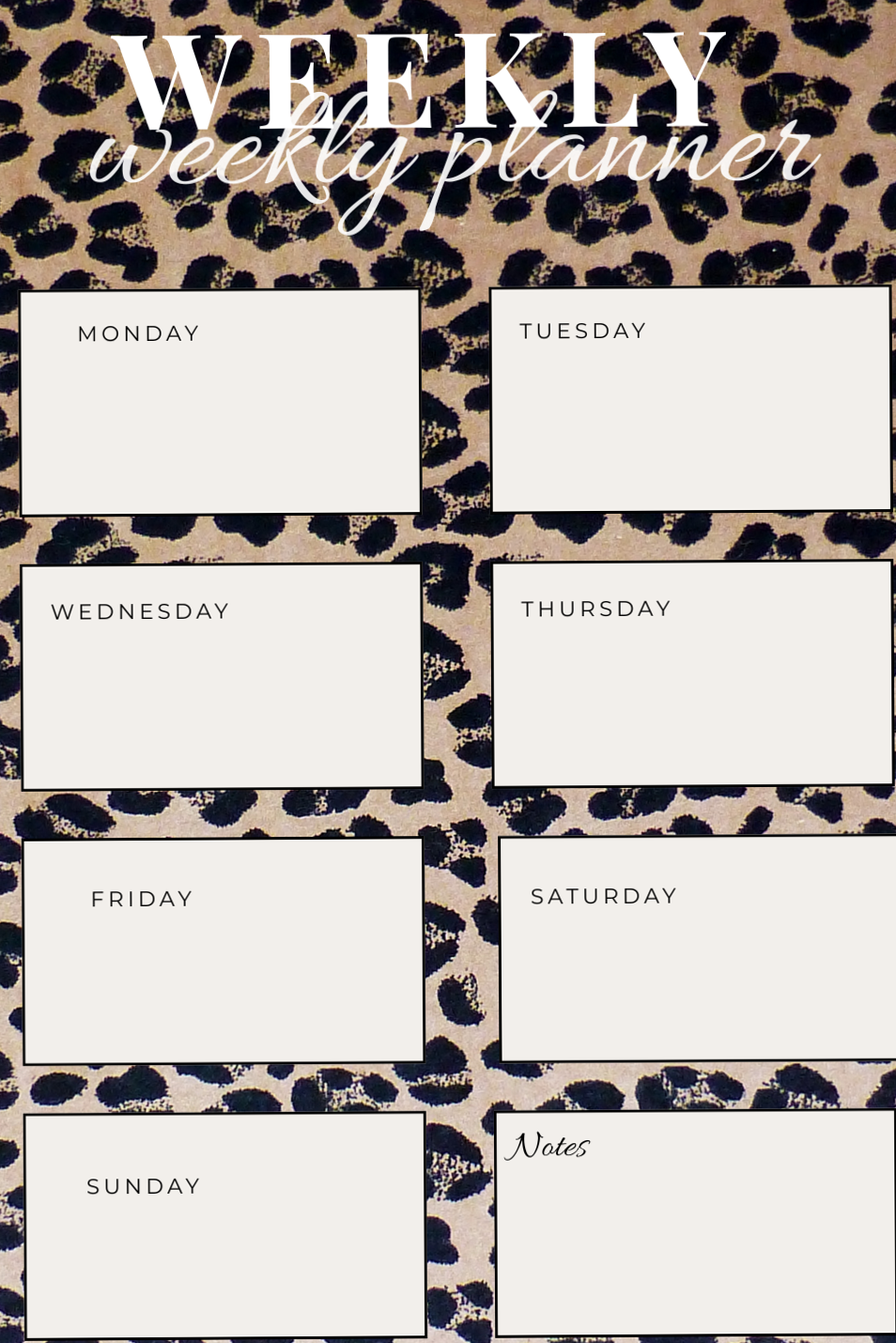 🌈 🌈 dream life manifestation: Aesthetic Leopard Weekly Planner | Minimal Printable Schedule