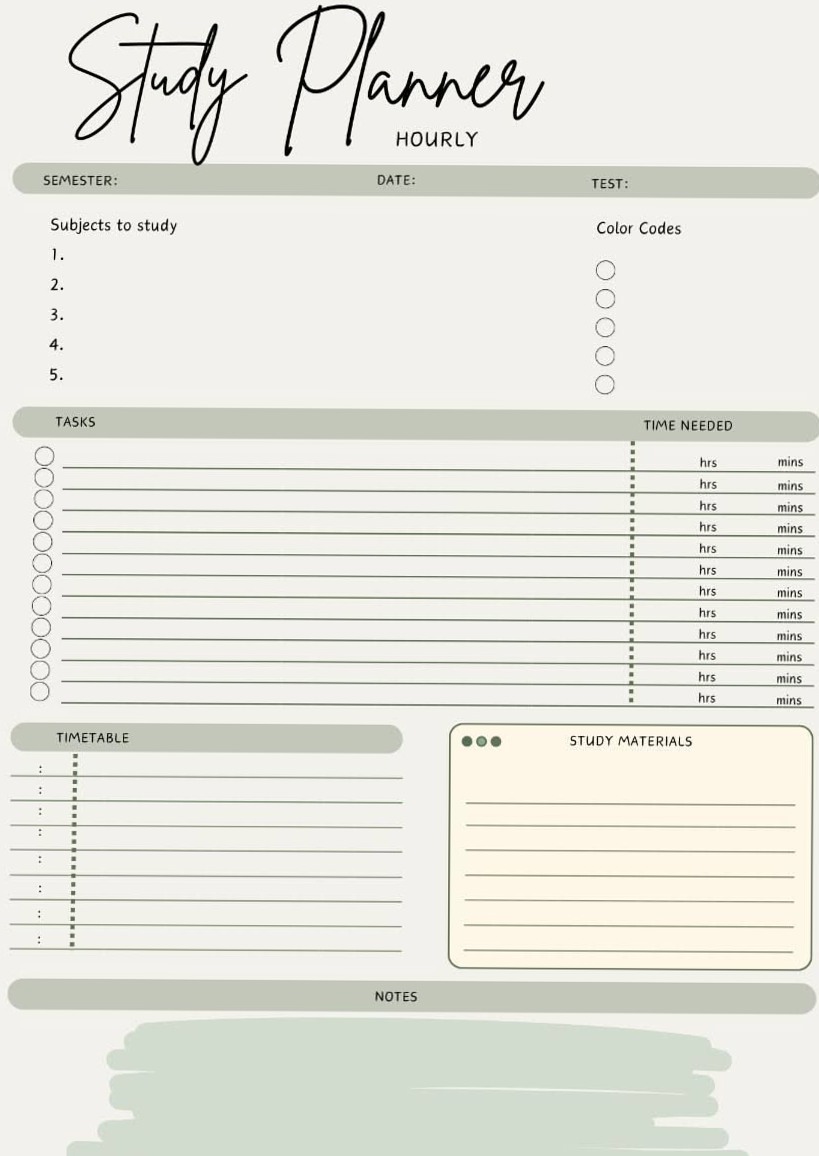 🖇️ 📁 dream life manifestation: Boost Productivity with Our Hourly Study Planner