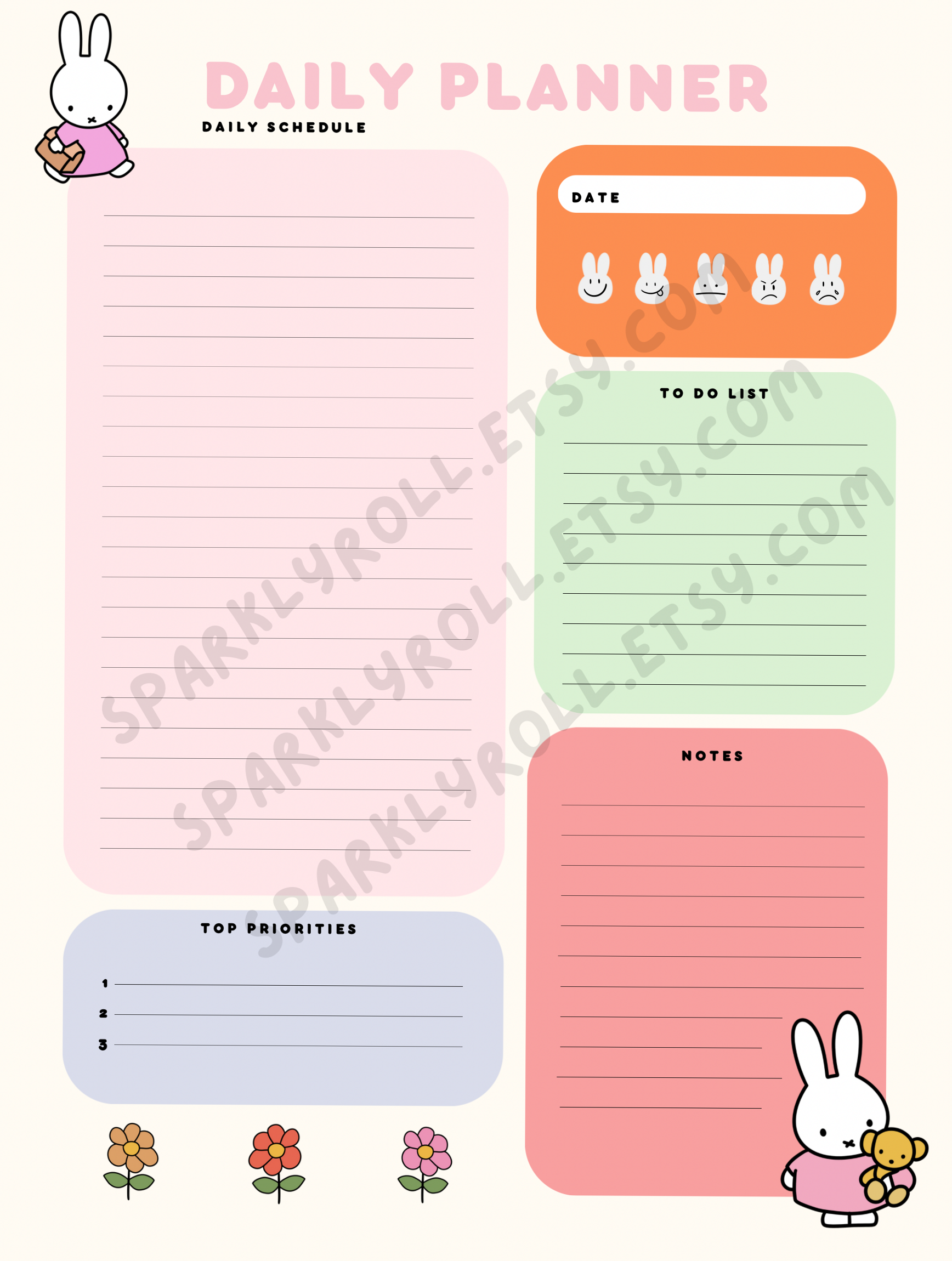 📁 📁 dream life manifestation: Cute Daily Planner Miffy Pastel Korean Goodnotes Style