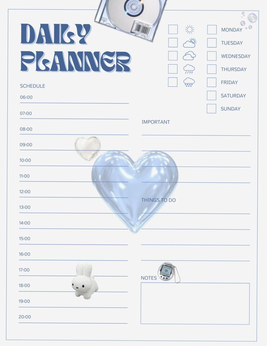 🎀 ☁️ dream life manifestation: Daily Planner New Jeans Design