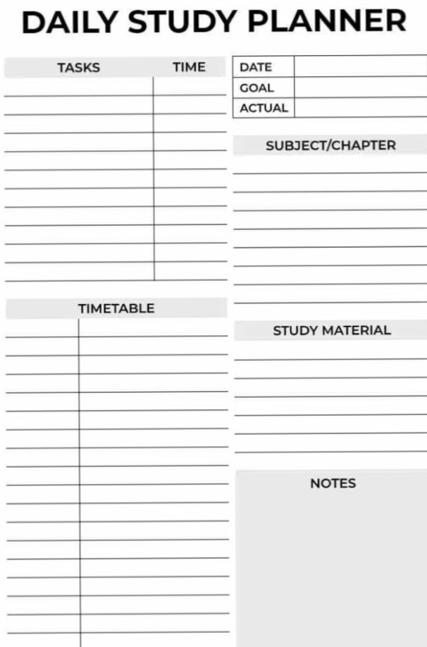 🎀 ✨ dream life manifestation: Daily Study Planner Printable | Minimal Aesthetic Student Planner